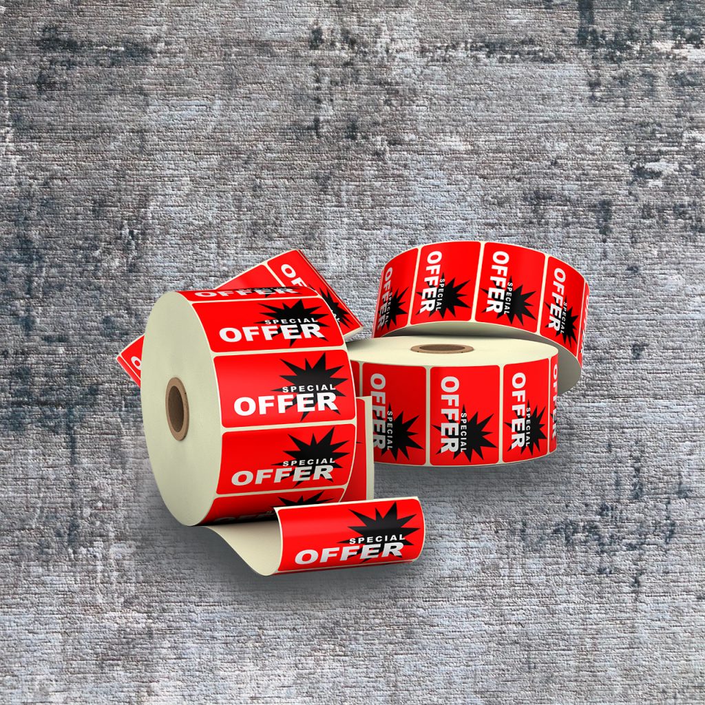 a picture of printed sticker labels